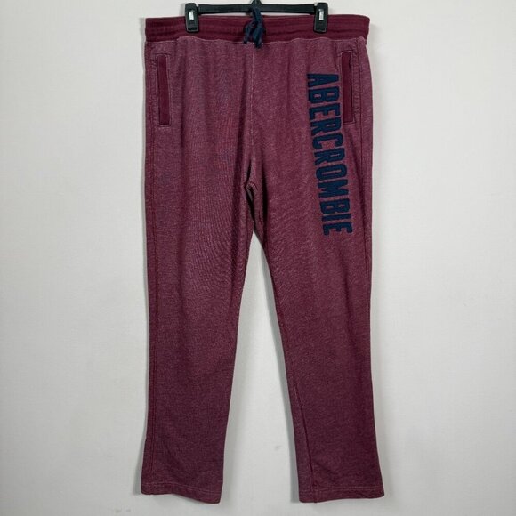 Vintage Y2K Abercrombie & Fitch Spell Out Sweatpants Men's XL Maroon Loungewear - Picture 4 of 13